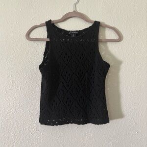PrettyLittleThing Black Crochet Knit Tank